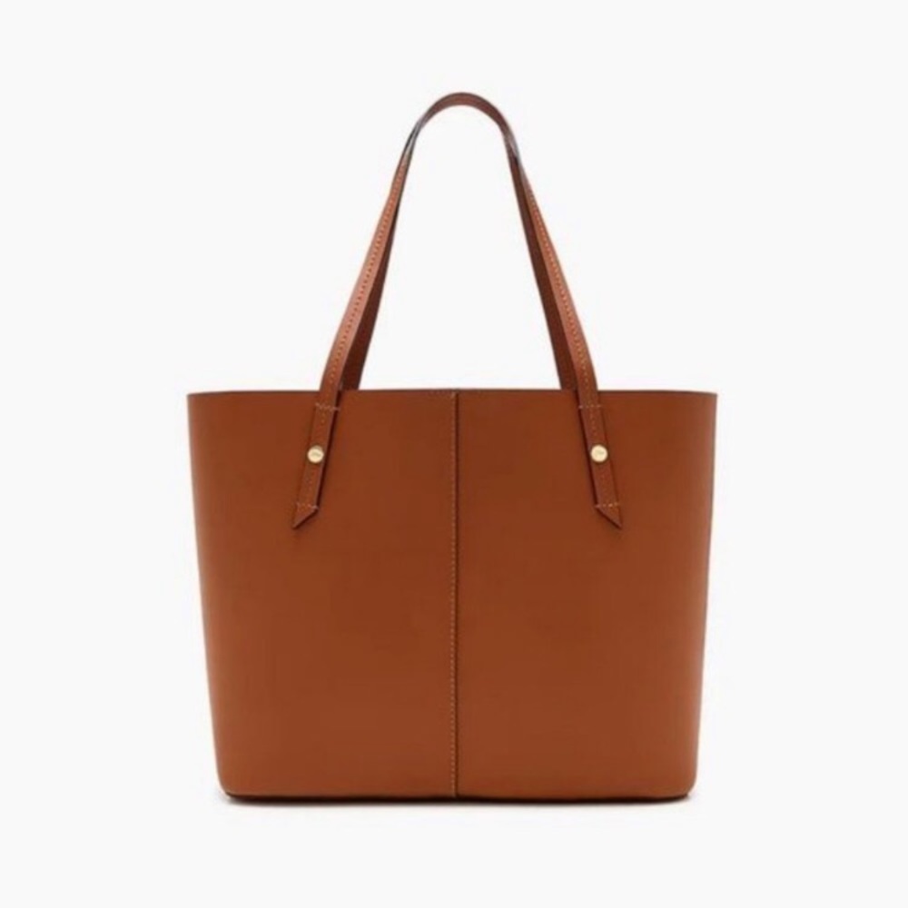 NWT J.CREW Devon Brown Bonded Leather Tote